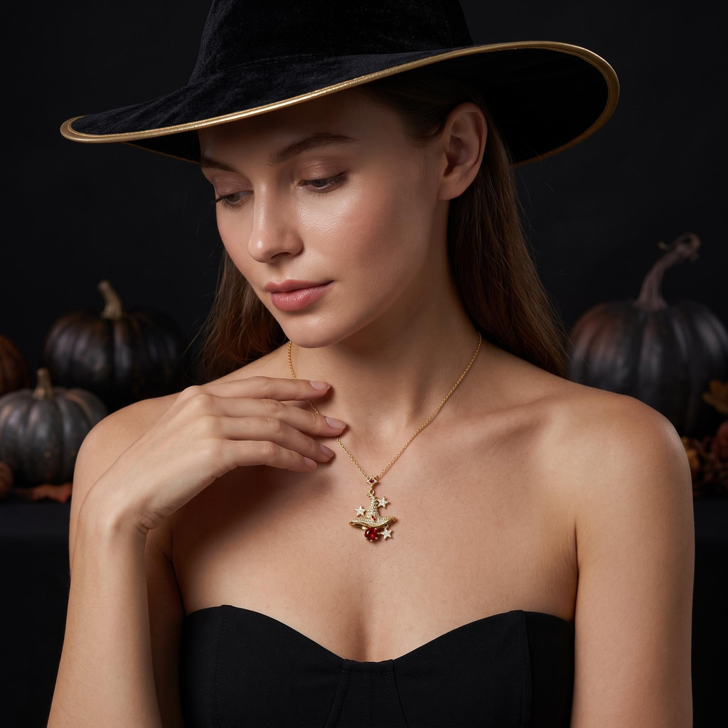 1.3 ct.tw. Full Diamond Birthstone Star Magic Witch Hat Pendant Necklace 1.3 ct.tw. Full Diamond Birthstone Star Magic Witch Hat Pendant Necklace