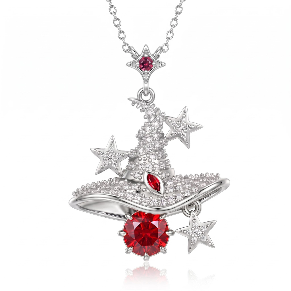 1.3 ct.tw. Full Diamond Birthstone Star Magic Witch Hat Pendant Necklace 1.3 ct.tw. Full Diamond Birthstone Star Magic Witch Hat Pendant Necklace