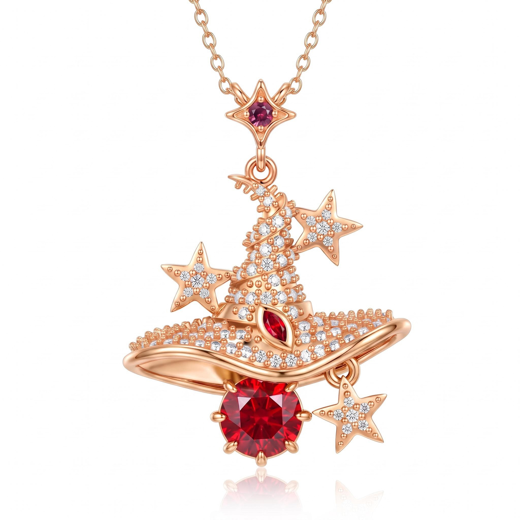 1.3 ct.tw. Full Diamond Birthstone Star Magic Witch Hat Pendant Necklace 1.3 ct.tw. Full Diamond Birthstone Star Magic Witch Hat Pendant Necklace