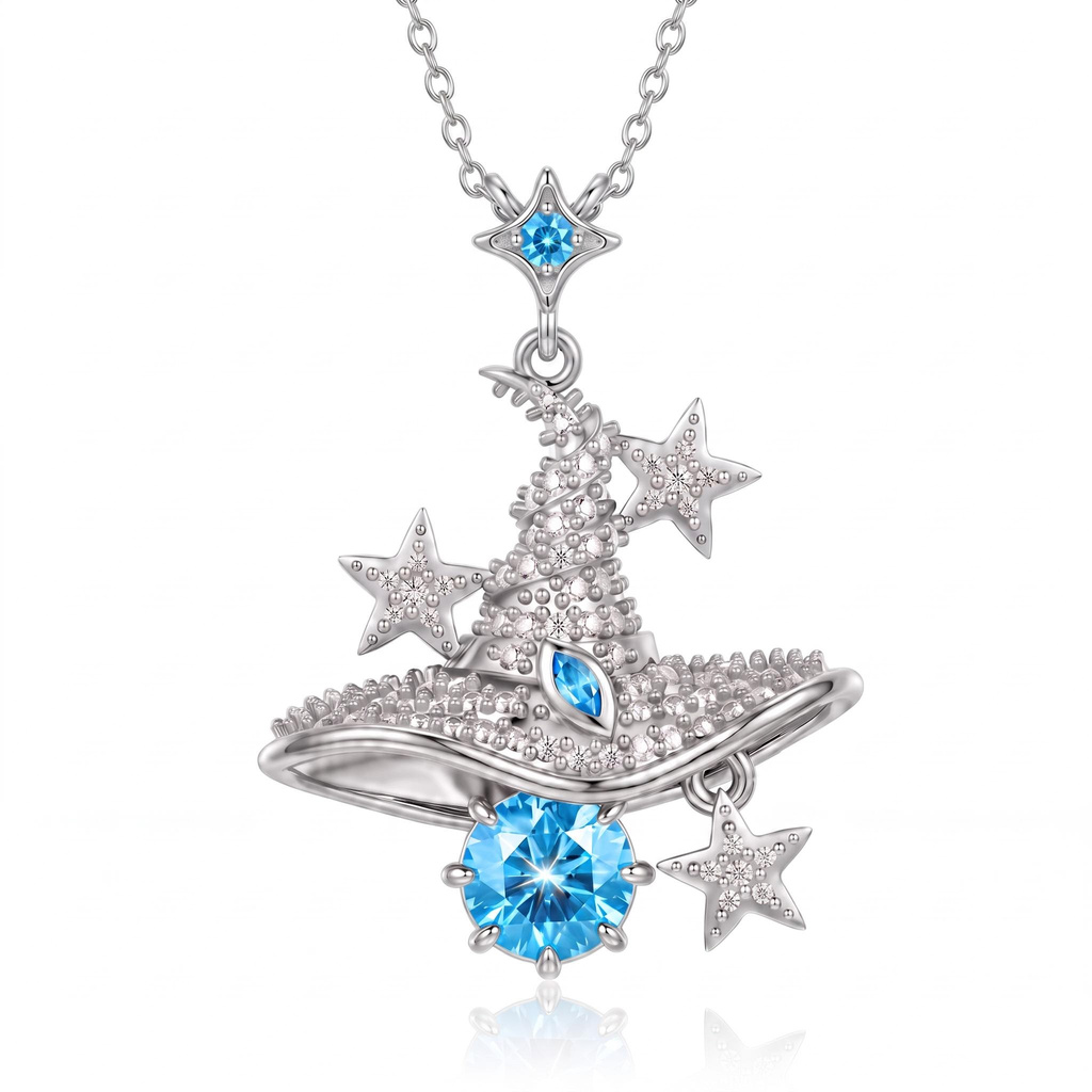 1.3 ct.tw. Full Diamond Birthstone Star Magic Witch Hat Pendant Necklace 1.3 ct.tw. Full Diamond Birthstone Star Magic Witch Hat Pendant Necklace