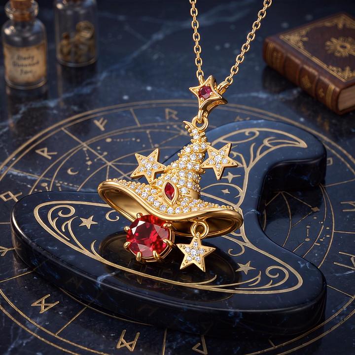 1.3 ct.tw. Full Diamond Birthstone Star Magic Witch Hat Pendant Necklace 1.3 ct.tw. Full Diamond Birthstone Star Magic Witch Hat Pendant Necklace