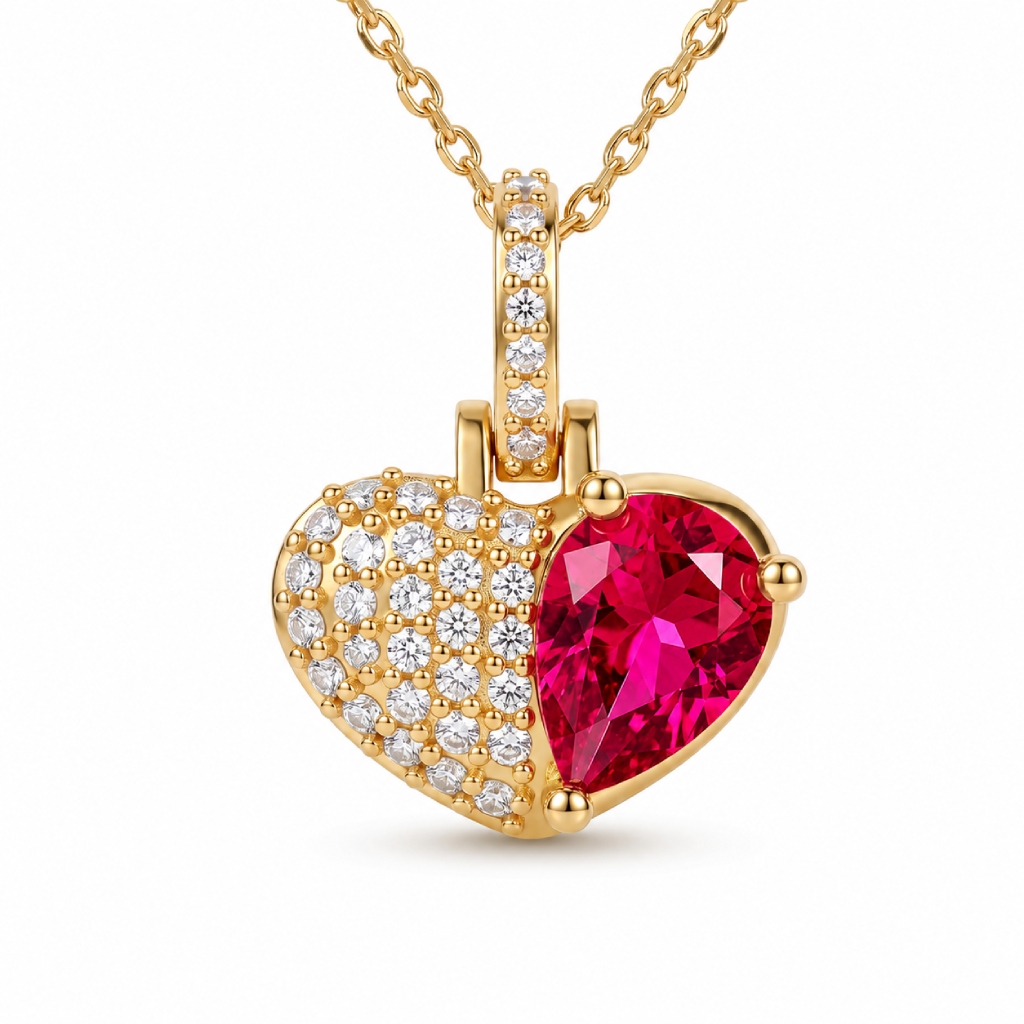 1.54 ct.tw. Heart Shaped with Birthstone Pear Cut Pendant