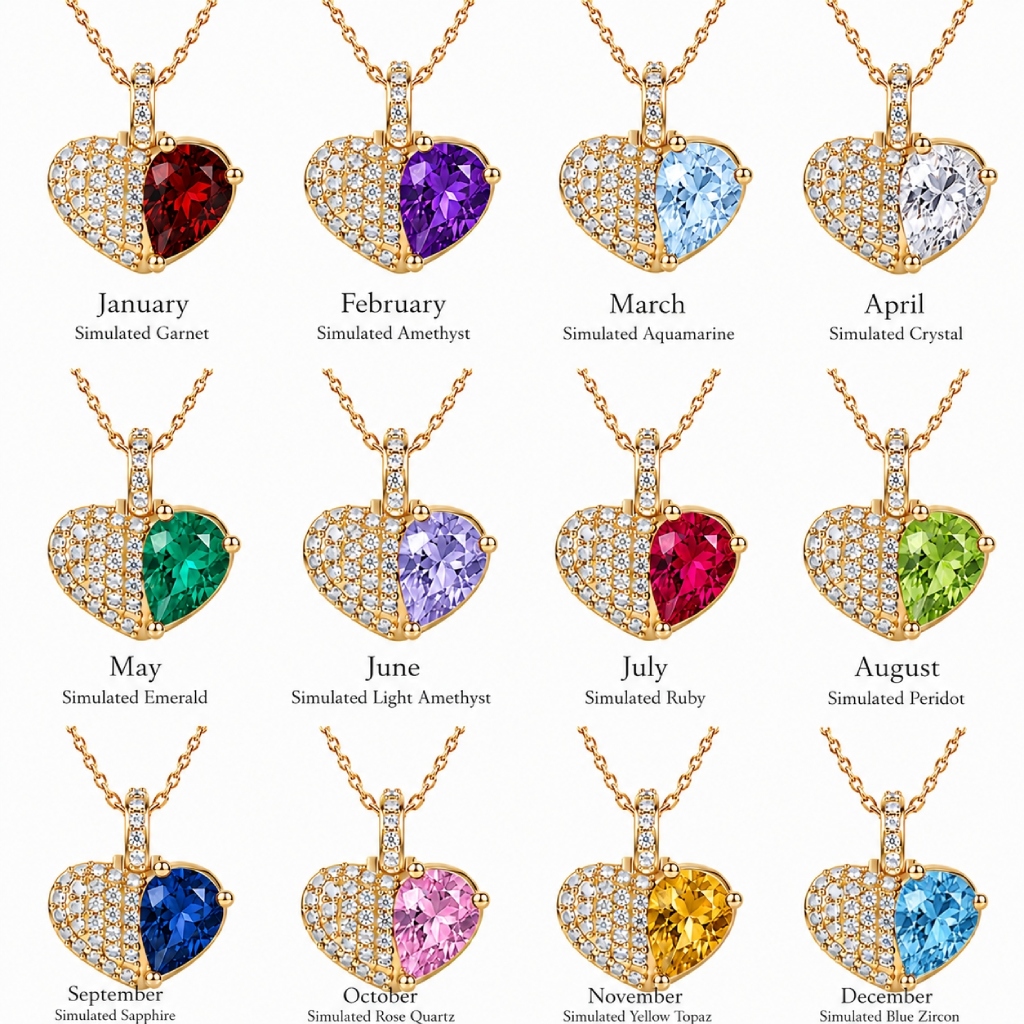 1.54 ct.tw. Heart Shaped with Birthstone Pear Cut Pendant