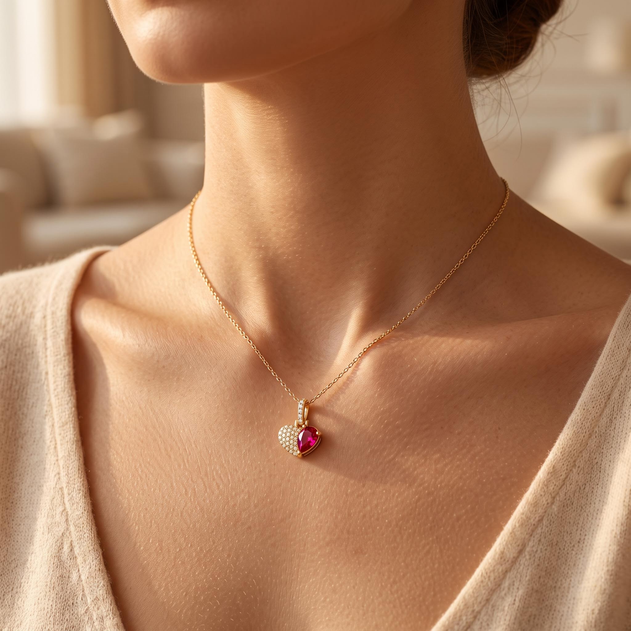 1.54 ct.tw. Heart Shaped with Birthstone Pear Cut Pendant