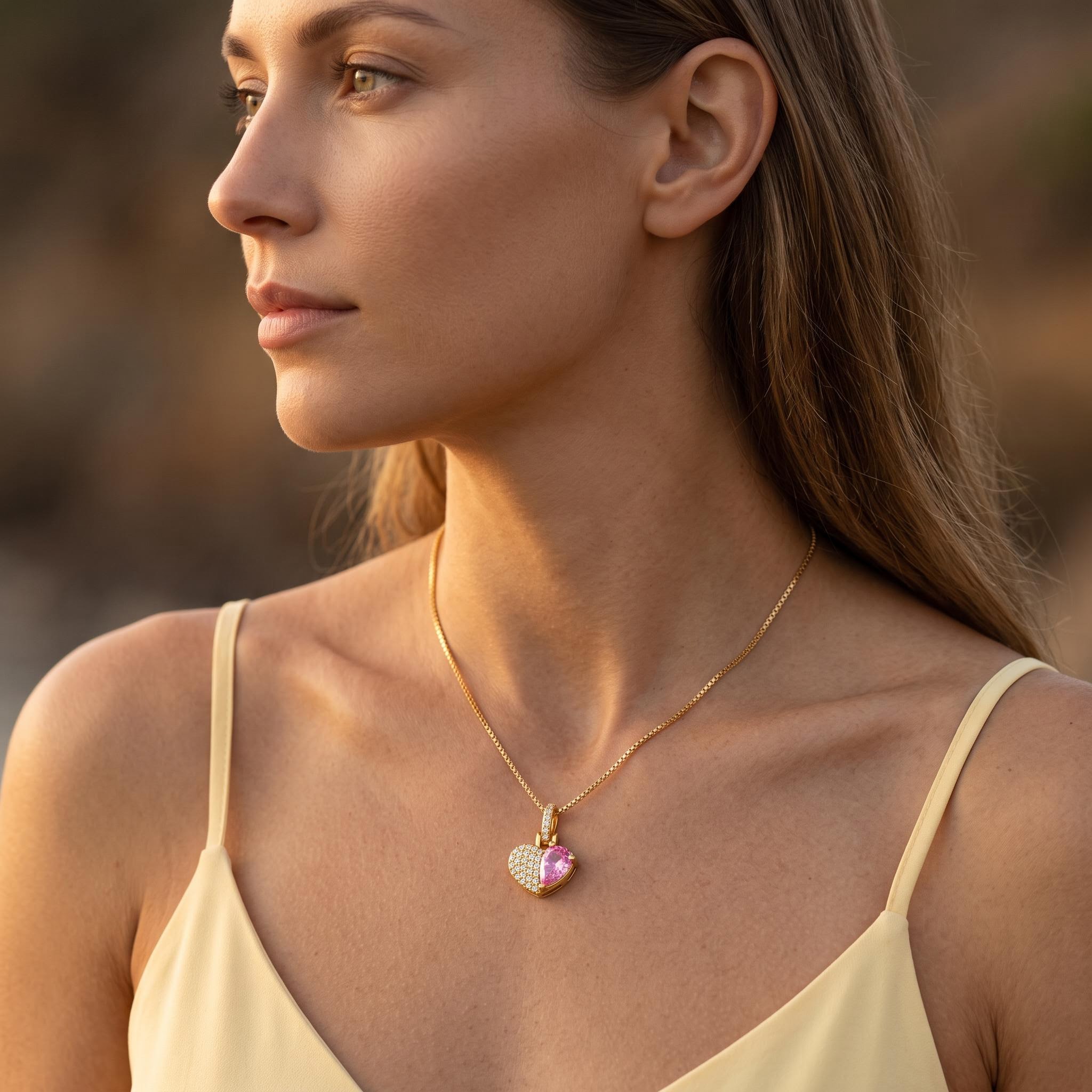 1.54 ct.tw. Heart Shaped with Birthstone Pear Cut Pendant