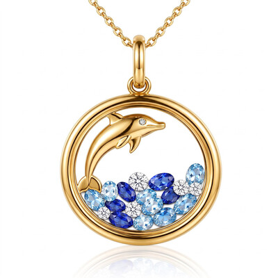 0.81ct.tw. Round Frame Blue Dolphin Shaker Pendant