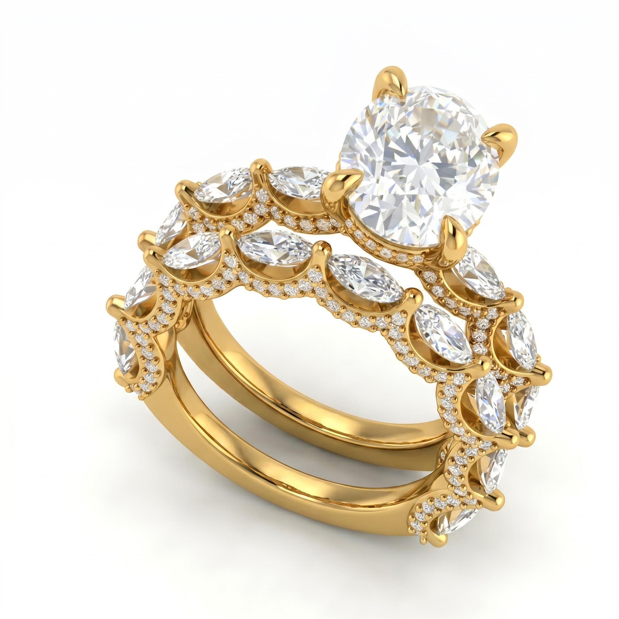 8.2 ct.tw. Oval Cut 2-Piece Stackable Bridal Ring Set 8.2 ct.tw. Oval Cut 2-Piece Stackable Bridal Ring Set