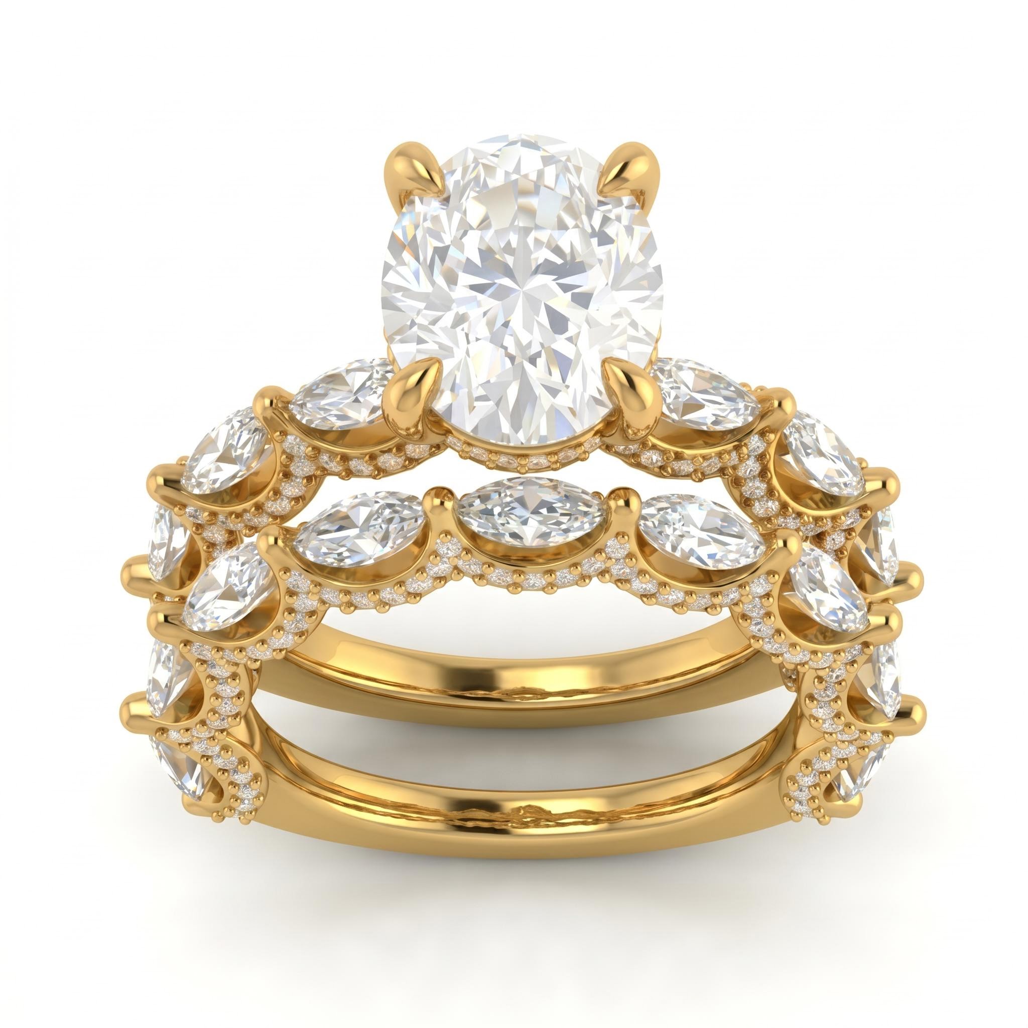 8.2 ct.tw. Oval Cut 2-Piece Stackable Bridal Ring Set 8.2 ct.tw. Oval Cut 2-Piece Stackable Bridal Ring Set