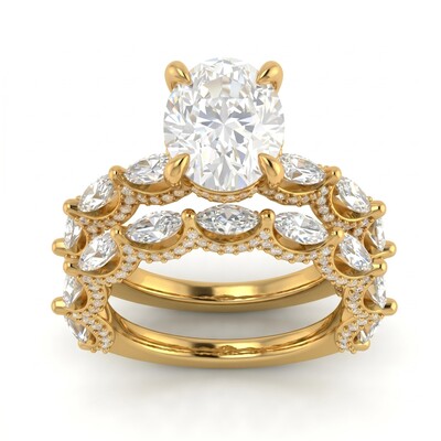 8.2 ct.tw. Oval Cut 2-Piece Stackable Bridal Ring Set