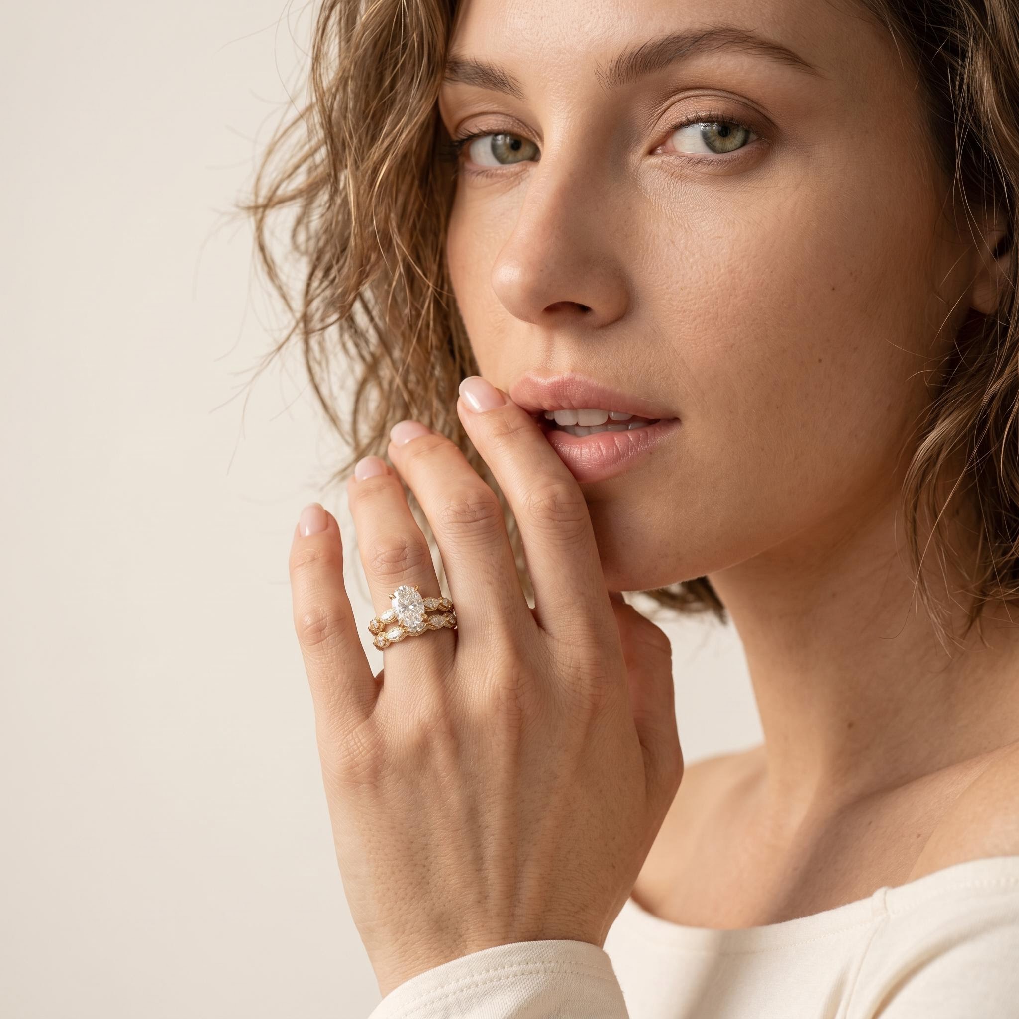 8.2 ct.tw. Oval Cut 2-Piece Stackable Bridal Ring Set 8.2 ct.tw. Oval Cut 2-Piece Stackable Bridal Ring Set