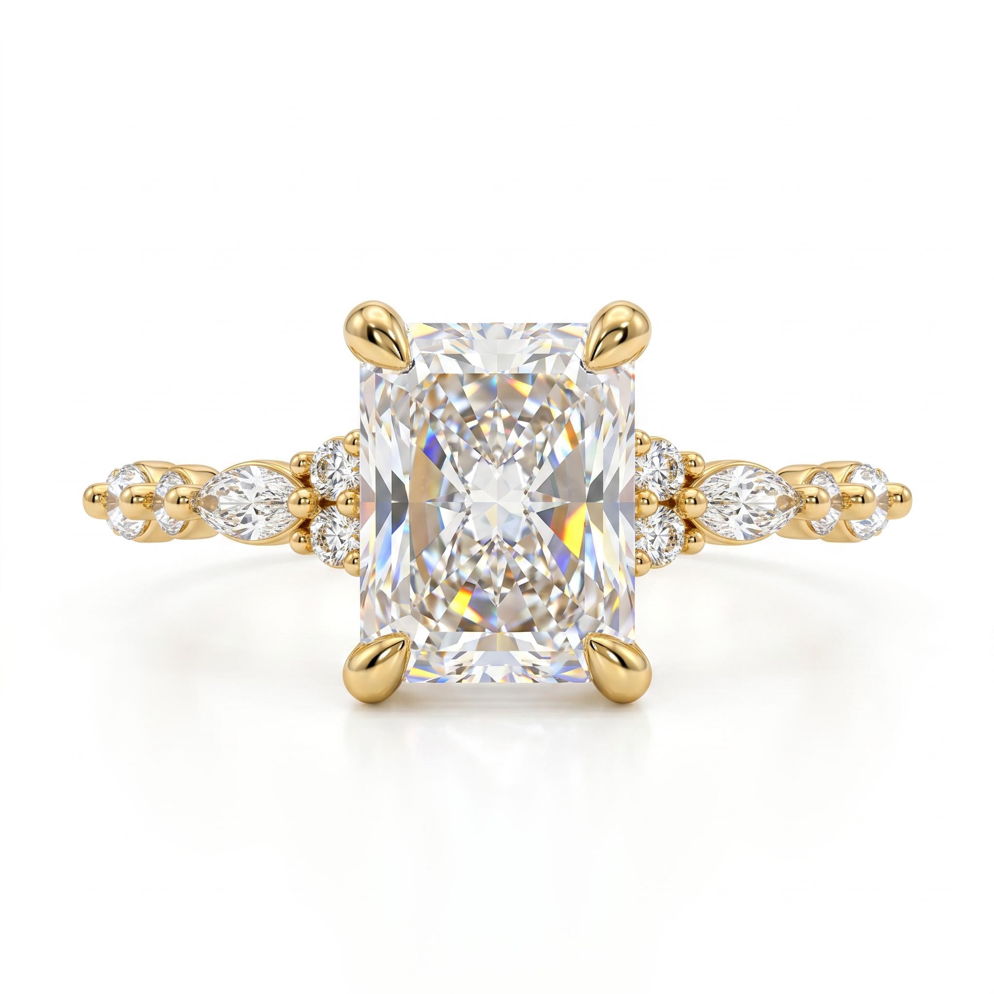 2.75 ct.tw. Radiant-Cut Hidden Halo Marquise Cut Side Stone Engagement Ring 2.75 ct.tw. Radiant-Cut Hidden Halo Marquise Cut Side Stone Engagement Ring