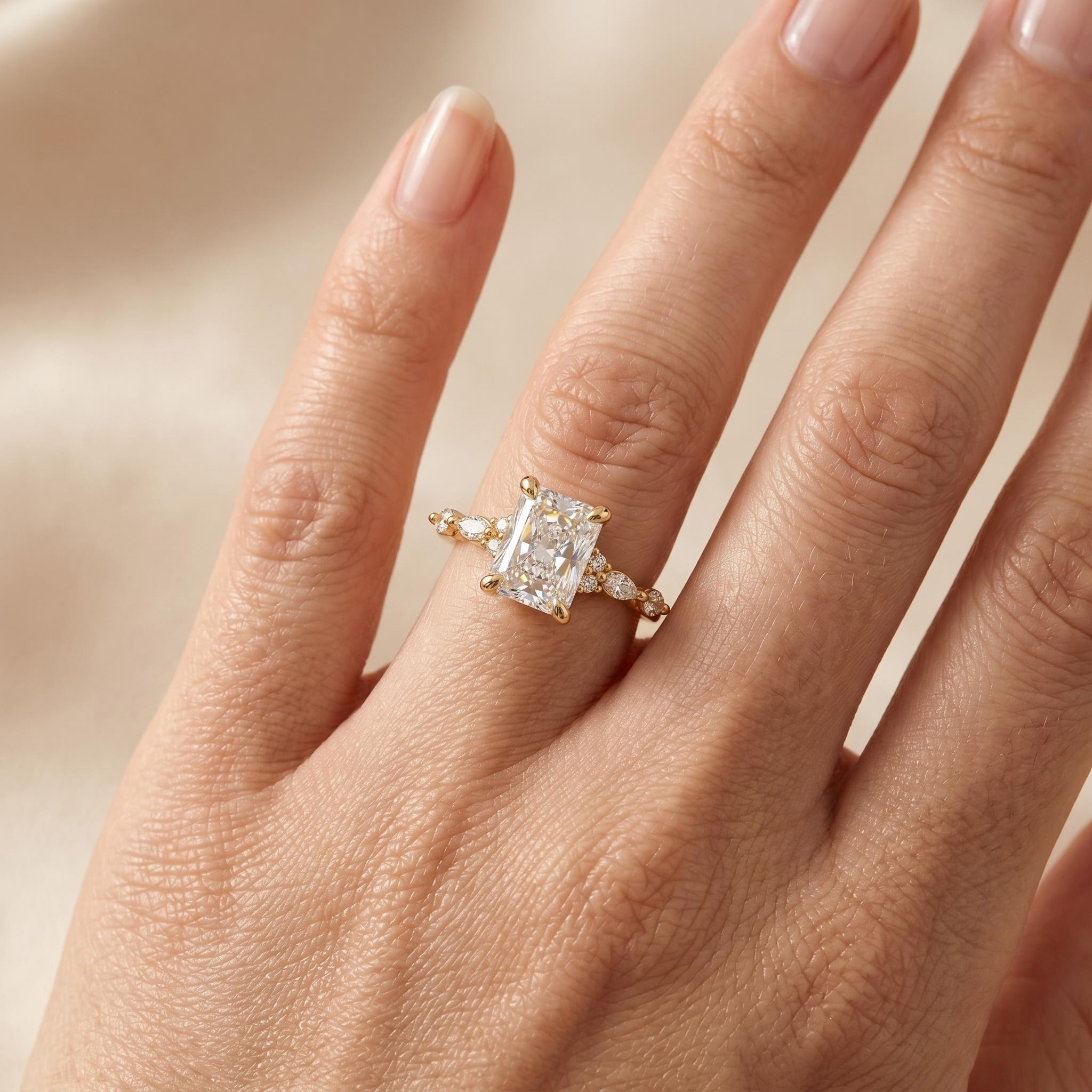 2.75 ct.tw. Radiant-Cut Hidden Halo Marquise Cut Side Stone Engagement Ring 2.75 ct.tw. Radiant-Cut Hidden Halo Marquise Cut Side Stone Engagement Ring