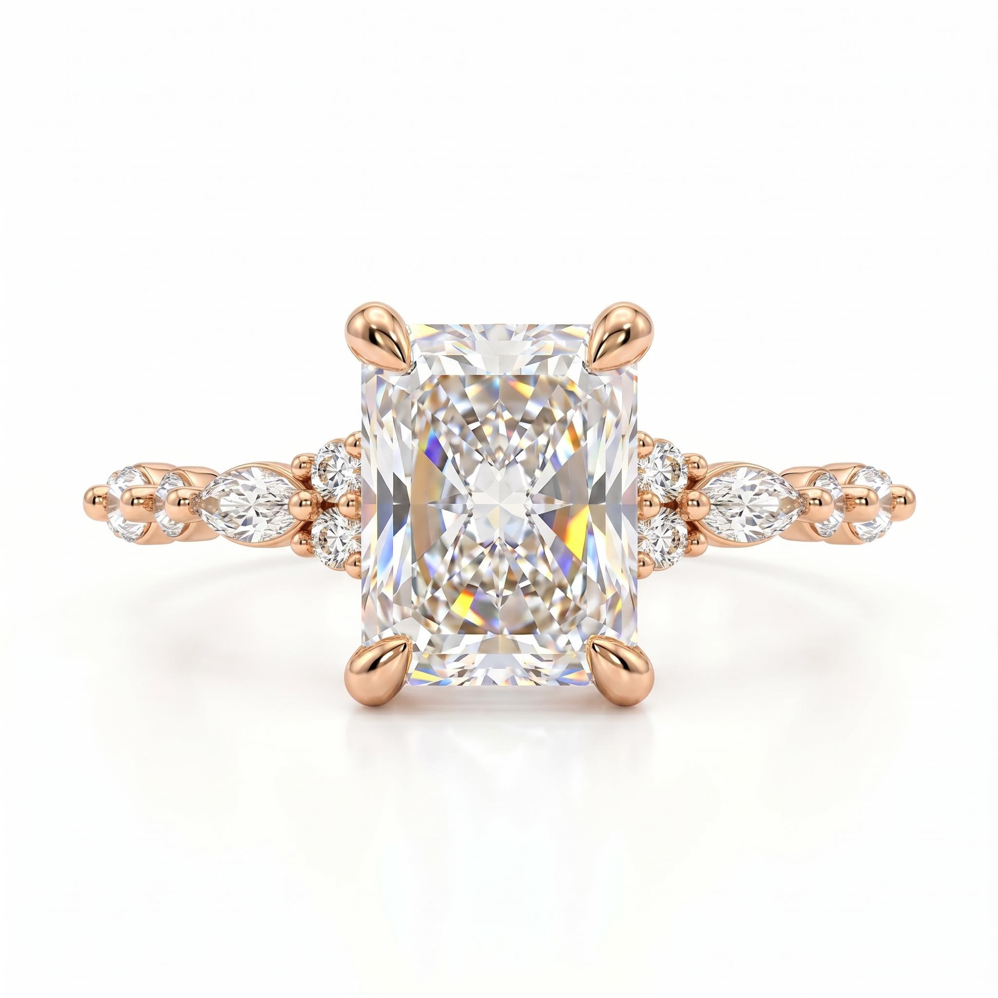 2.75 ct.tw. Radiant-Cut Hidden Halo Marquise Cut Side Stone Engagement Ring 2.75 ct.tw. Radiant-Cut Hidden Halo Marquise Cut Side Stone Engagement Ring