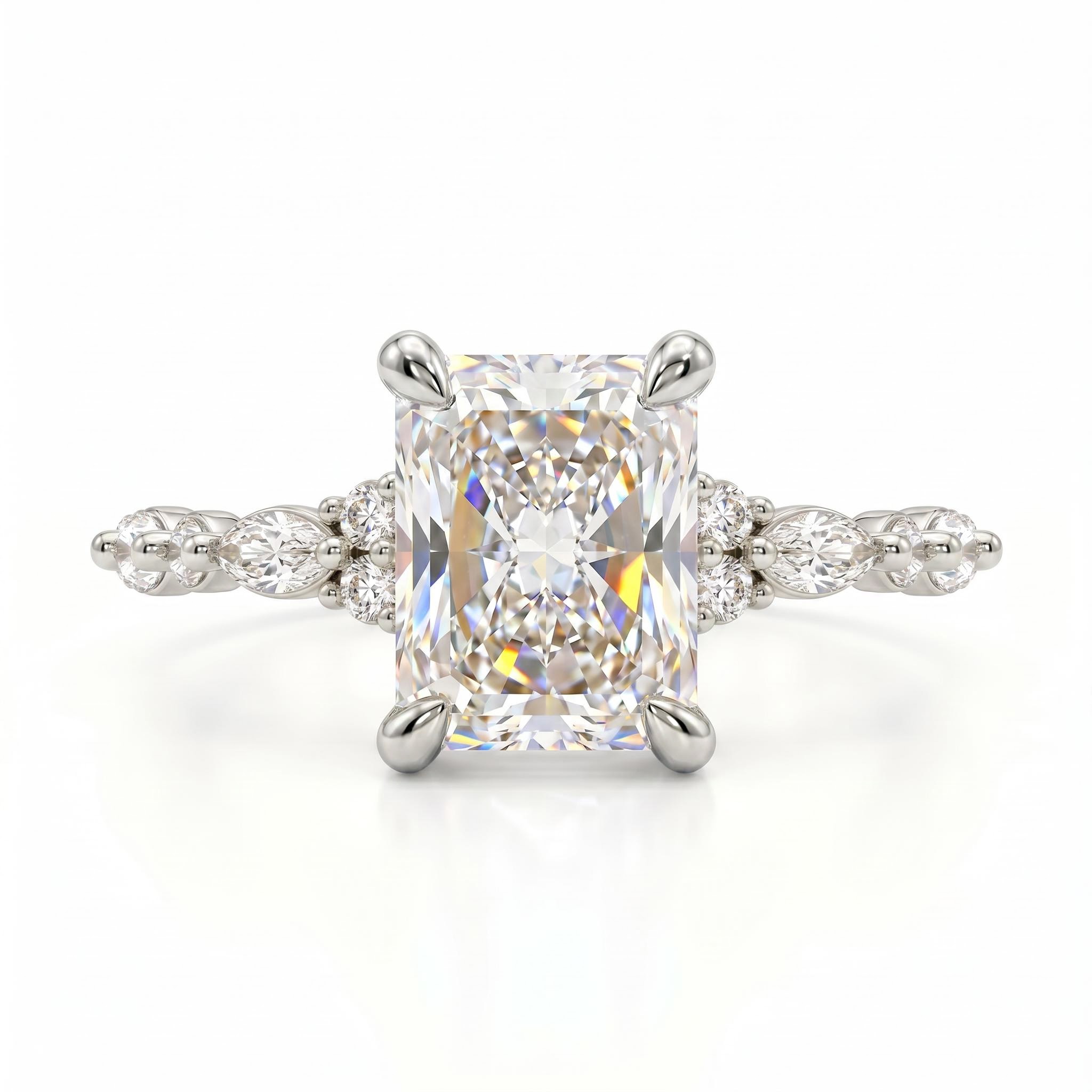 2.75 ct.tw. Radiant-Cut Hidden Halo Marquise Cut Side Stone Engagement Ring 2.75 ct.tw. Radiant-Cut Hidden Halo Marquise Cut Side Stone Engagement Ring