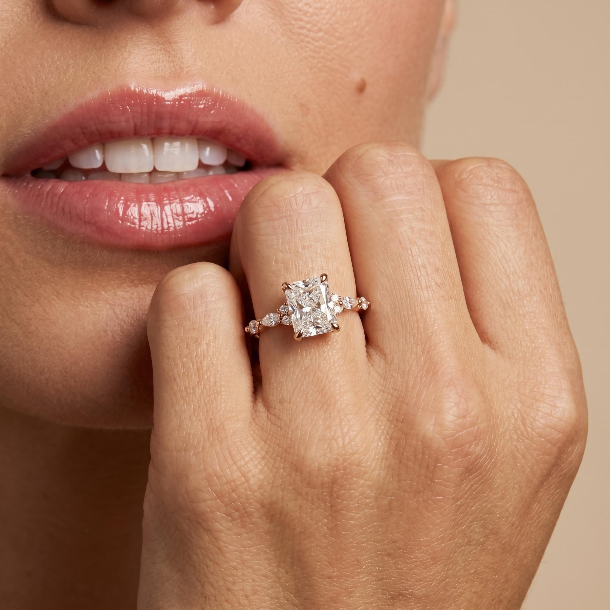 2.75 ct.tw. Radiant-Cut Hidden Halo Marquise Cut Side Stone Engagement Ring 2.75 ct.tw. Radiant-Cut Hidden Halo Marquise Cut Side Stone Engagement Ring