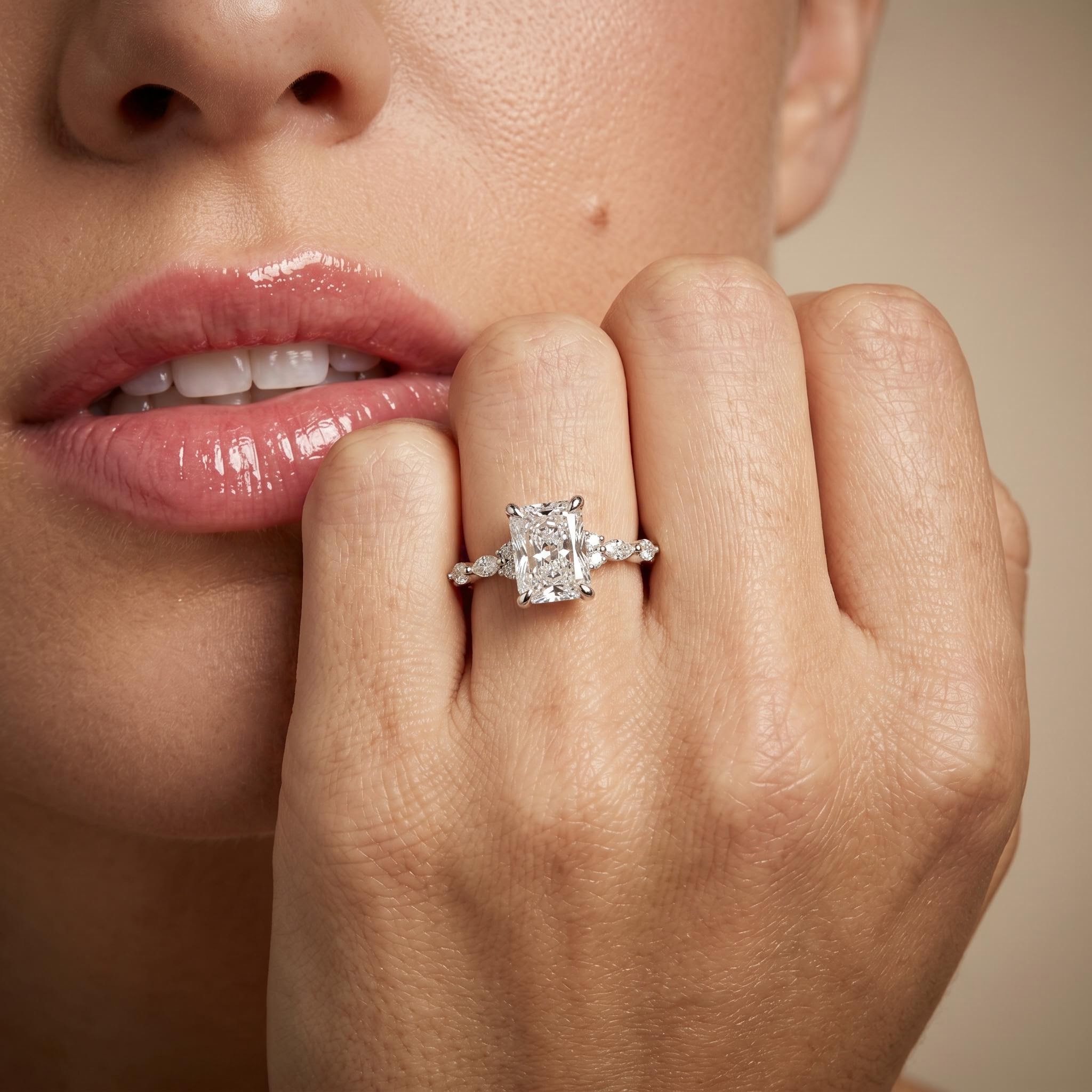 2.75 ct.tw. Radiant-Cut Hidden Halo Marquise Cut Side Stone Engagement Ring 2.75 ct.tw. Radiant-Cut Hidden Halo Marquise Cut Side Stone Engagement Ring