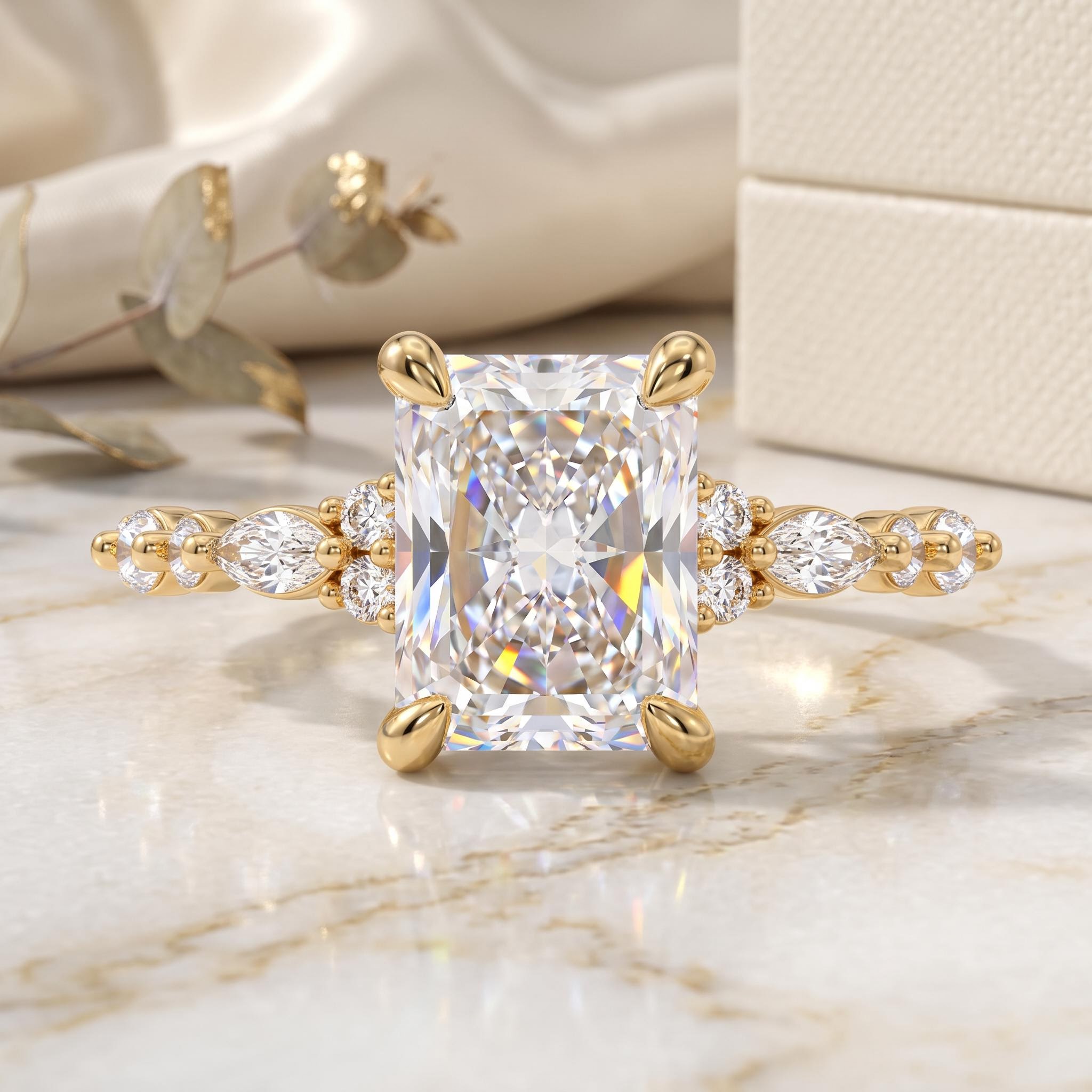 2.75 ct.tw. Radiant-Cut Hidden Halo Marquise Cut Side Stone Engagement Ring 2.75 ct.tw. Radiant-Cut Hidden Halo Marquise Cut Side Stone Engagement Ring