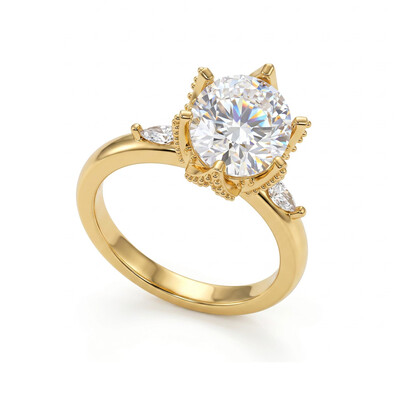 5.37 ct.tw. Oval Cut Hidden Halo with Marquise Cut Side Stone Engagement Ring