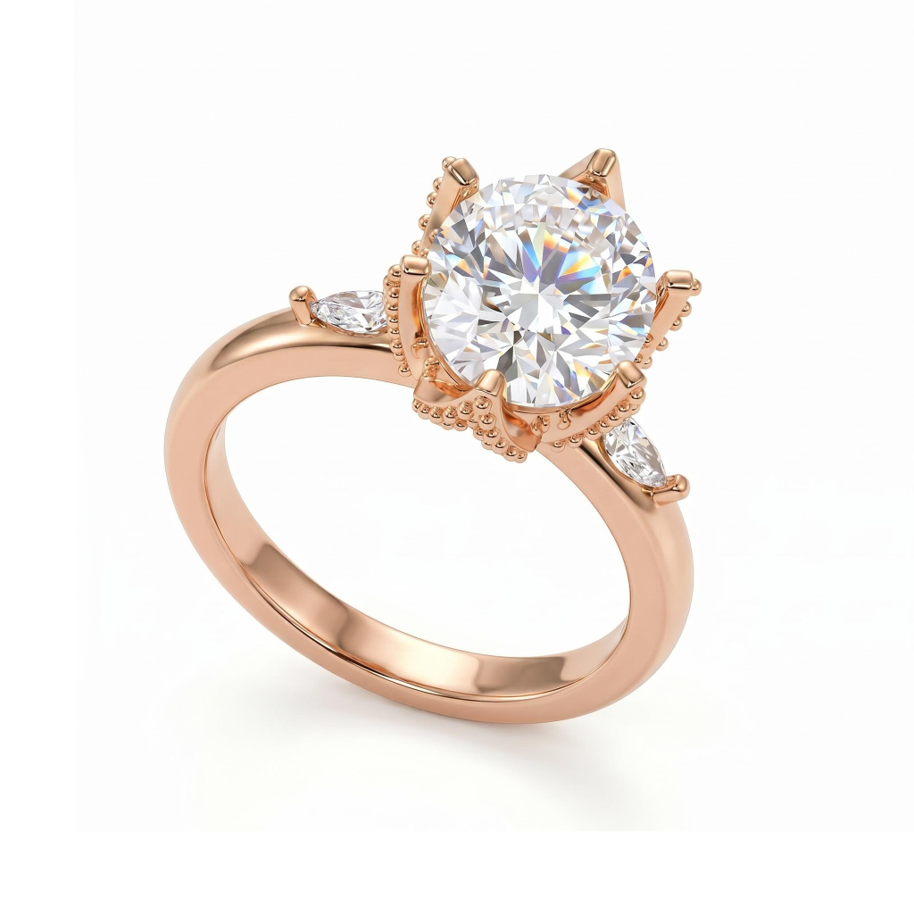 5.37 ct.tw. Oval Cut Hidden Halo with Marquise Cut Side Stone Engagement Ring