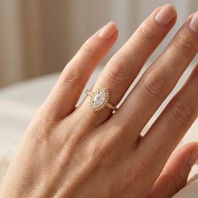 2.42 ct.tw. Halo Marquise Cut Engagement Ring