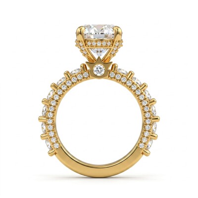 6.21 ct.tw. Oval Cut Hidden Halo Pavé Band Engagement Ring