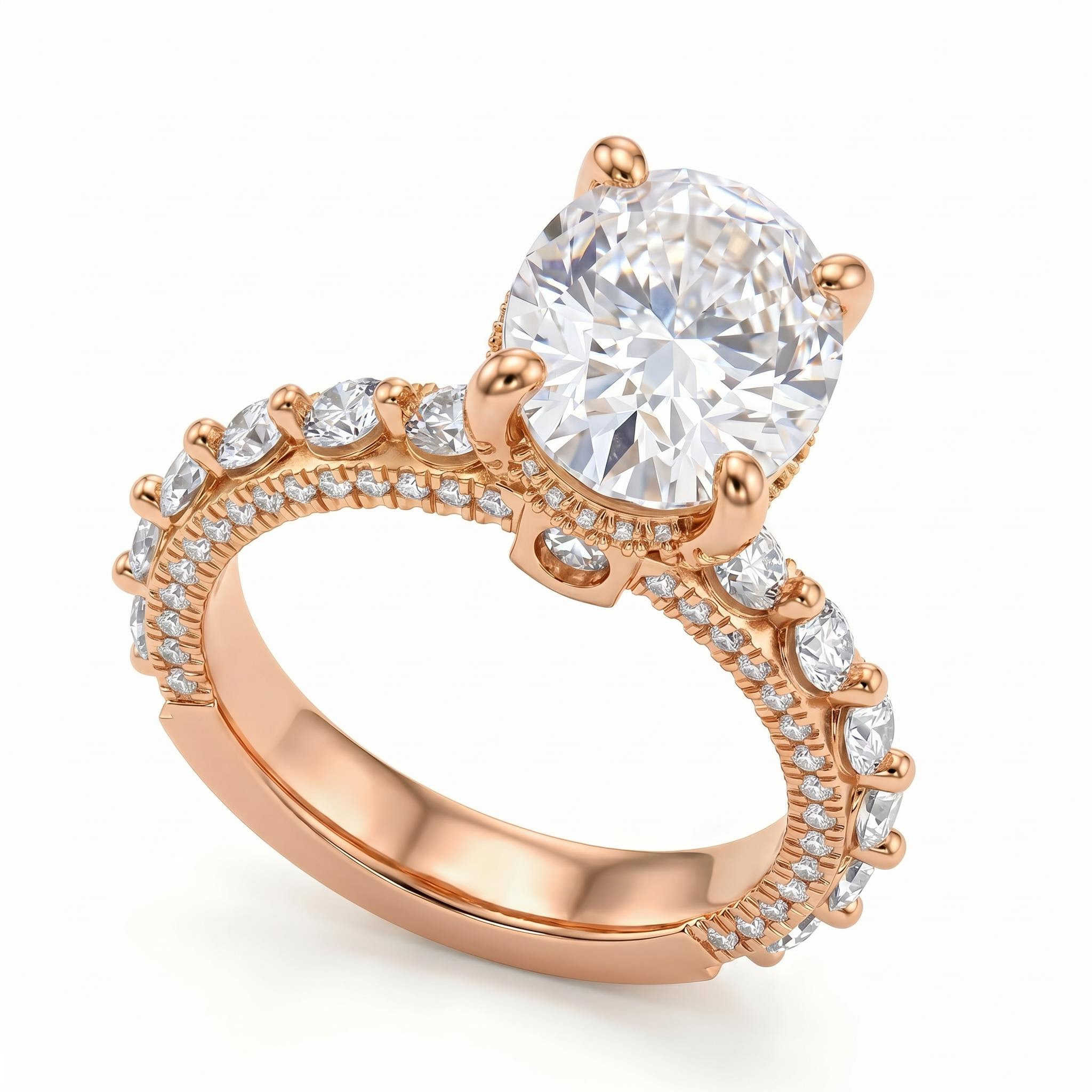6.21 ct.tw. Oval Cut Hidden Halo Pavé Band Engagement Ring 6.21 ct.tw. Oval Cut Hidden Halo Pavé Band Engagement Ring