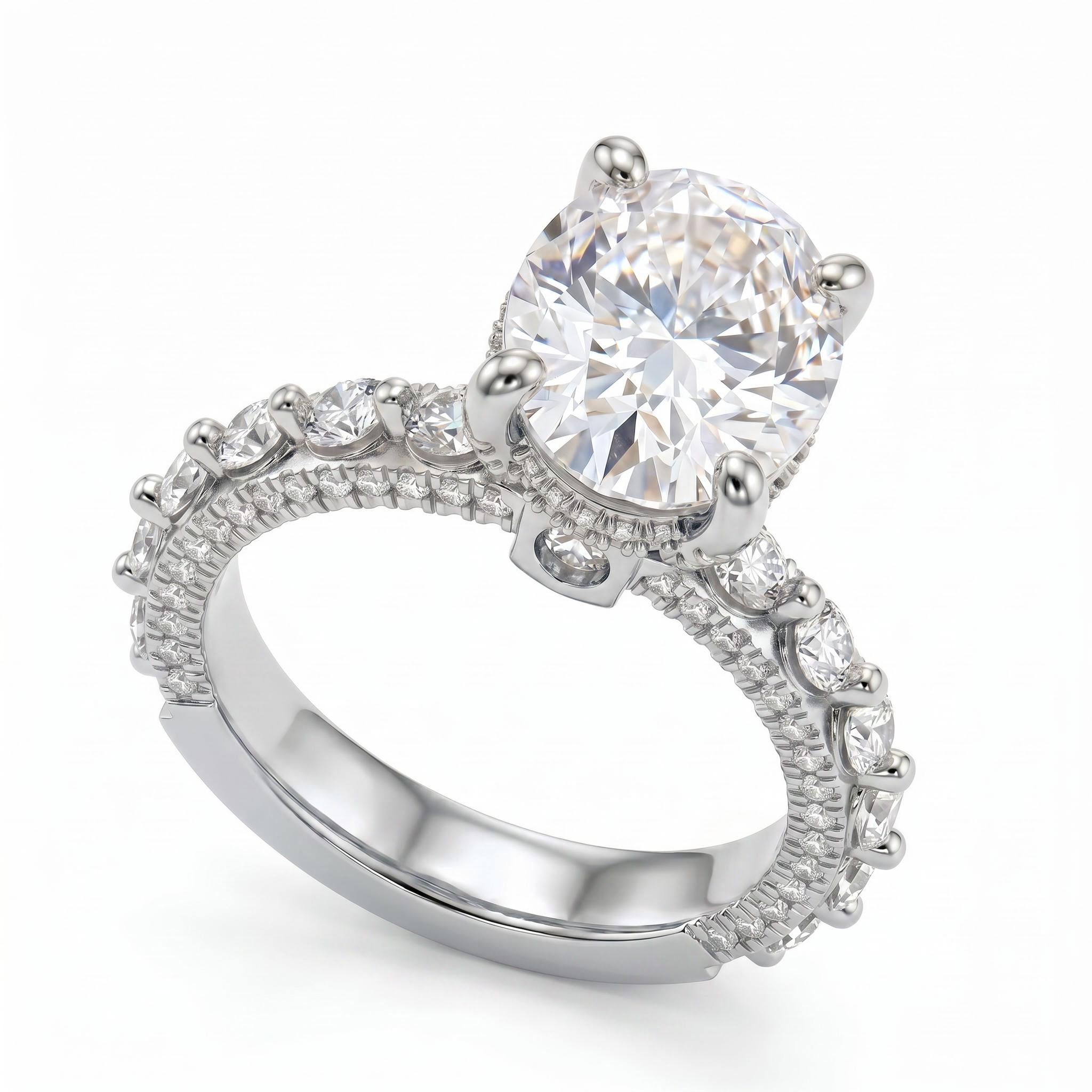 6.21 ct.tw. Oval Cut Hidden Halo Pavé Band Engagement Ring 6.21 ct.tw. Oval Cut Hidden Halo Pavé Band Engagement Ring