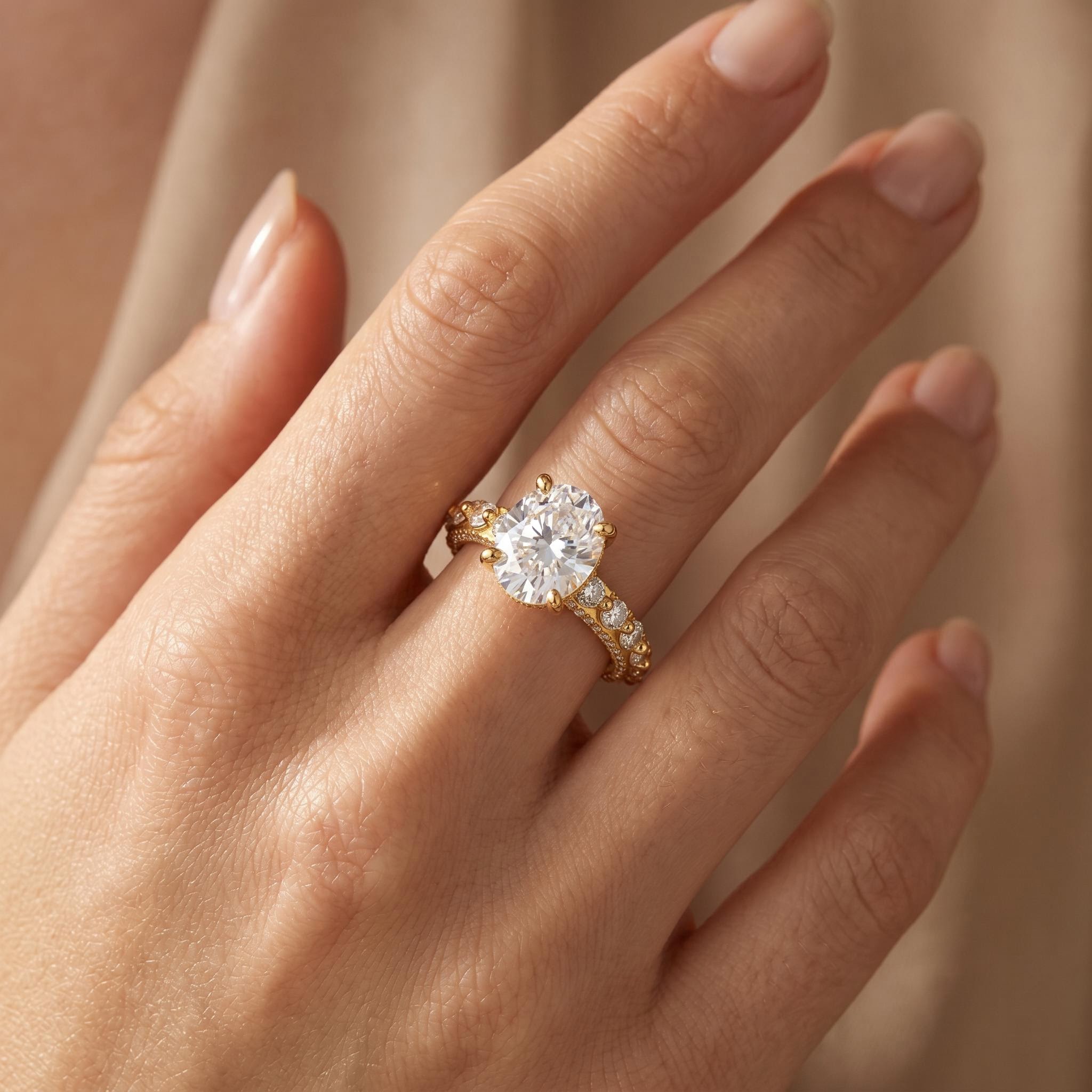 6.21 ct.tw. Oval Cut Hidden Halo Pavé Band Engagement Ring 6.21 ct.tw. Oval Cut Hidden Halo Pavé Band Engagement Ring