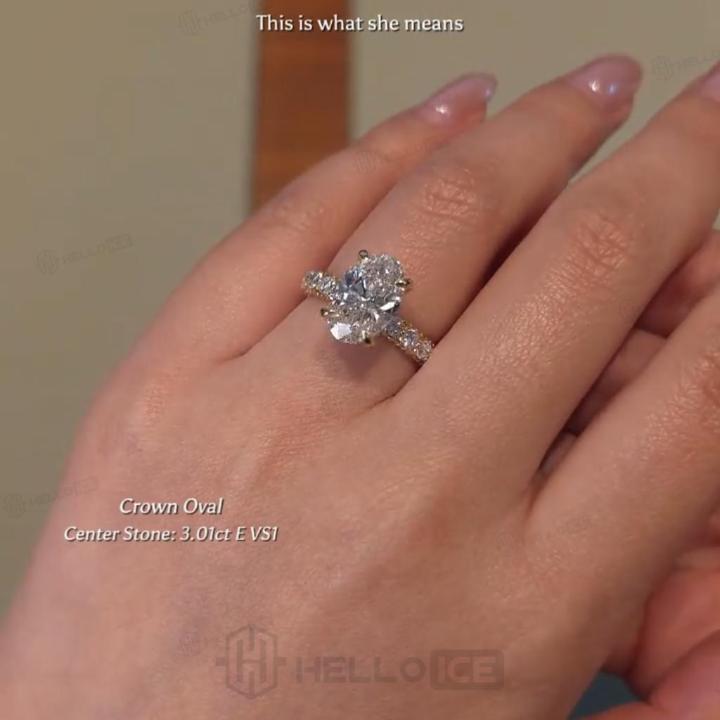 6.21 ct.tw. Oval Cut Hidden Halo Pavé Band Engagement Ring