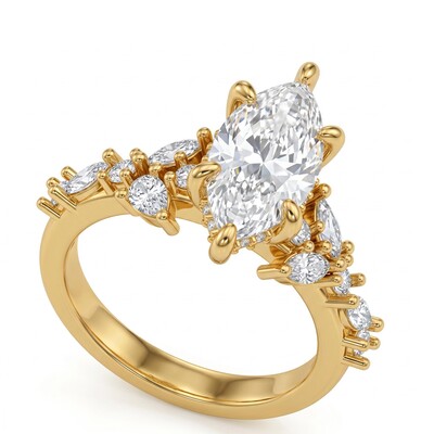 3.74 ct.tw. Marquise-Cut Cluster Engagement Ring