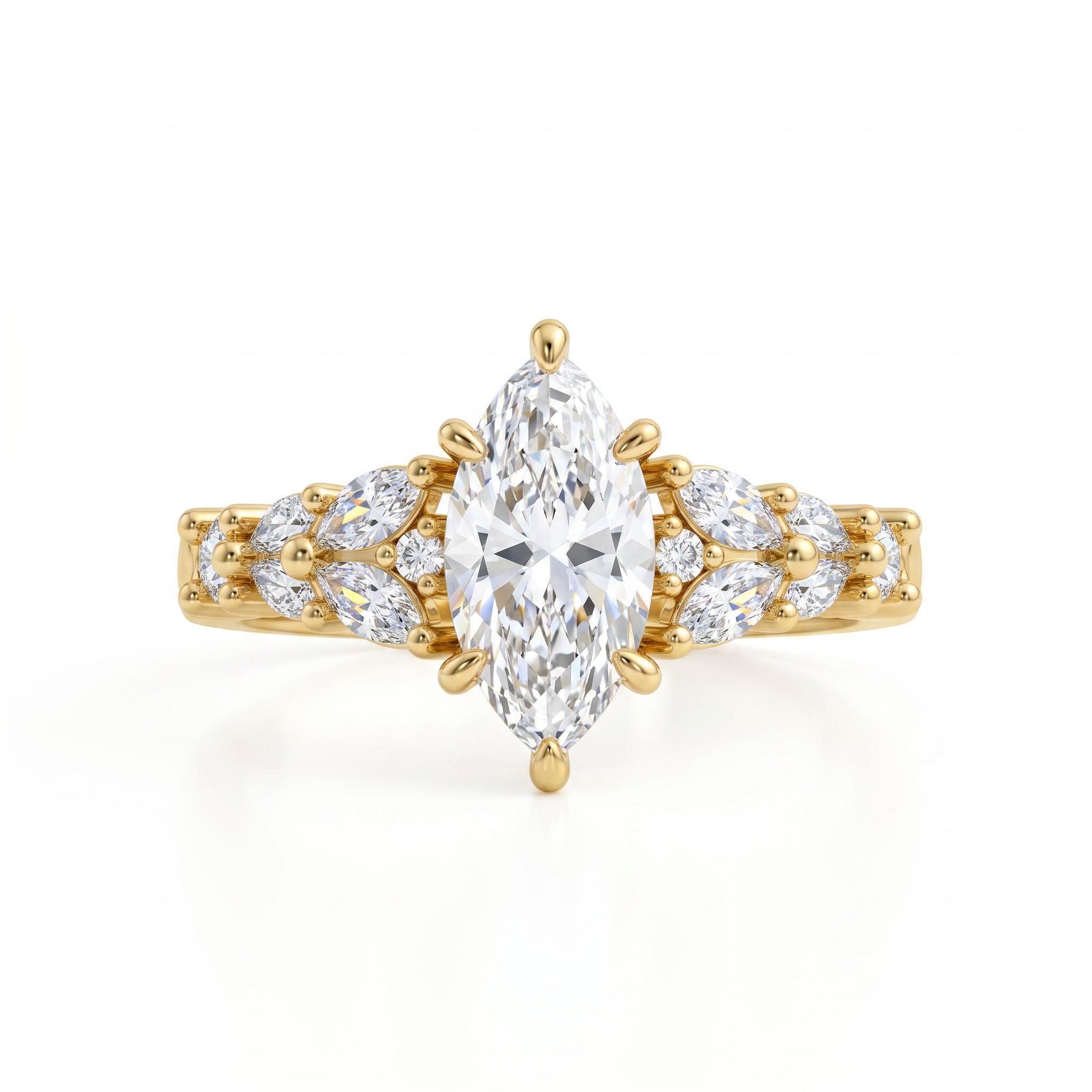 2.55 ct.tw. Vintage Marquise Cut Cluster Side Stone Engagement Ring 2.55 ct.tw. Vintage Marquise Cut Cluster Side Stone Engagement Ring