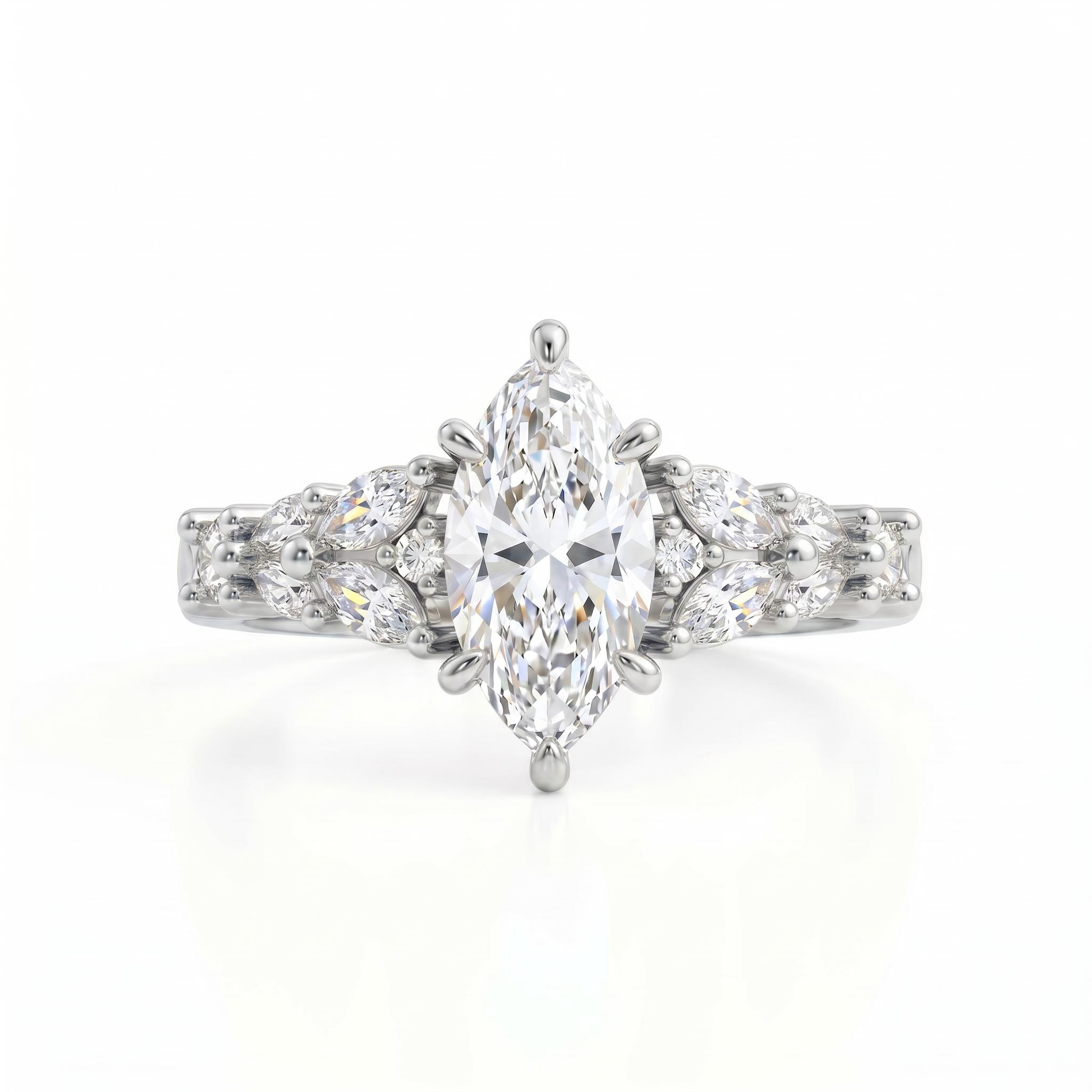 2.55 ct.tw. Vintage Marquise Cut Cluster Side Stone Engagement Ring 2.55 ct.tw. Vintage Marquise Cut Cluster Side Stone Engagement Ring