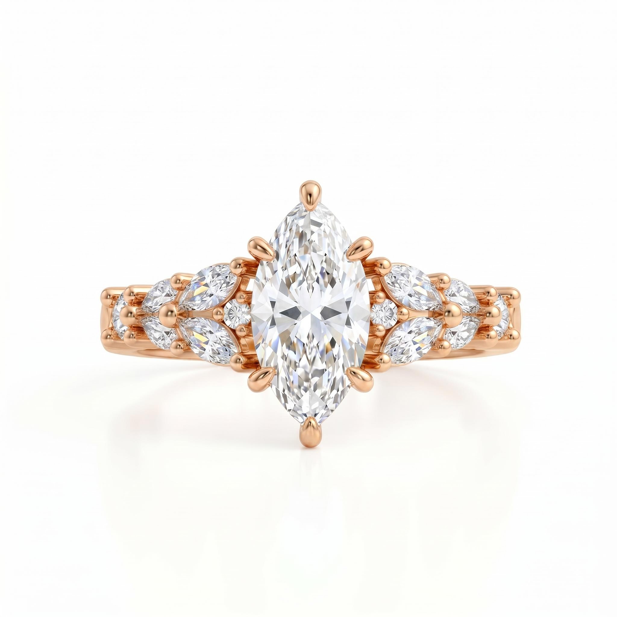2.55 ct.tw. Vintage Marquise Cut Cluster Side Stone Engagement Ring 2.55 ct.tw. Vintage Marquise Cut Cluster Side Stone Engagement Ring