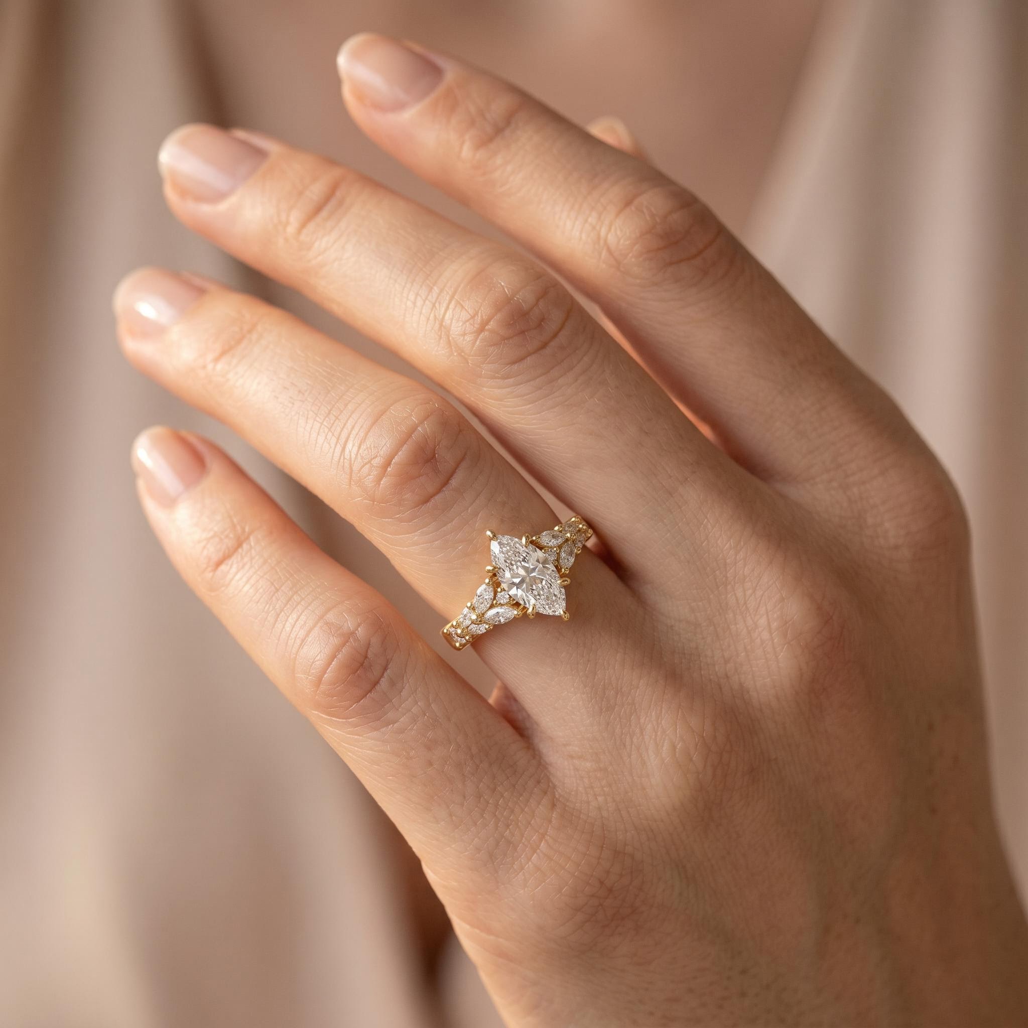 2.55 ct.tw. Vintage Marquise Cut Cluster Side Stone Engagement Ring 2.55 ct.tw. Vintage Marquise Cut Cluster Side Stone Engagement Ring