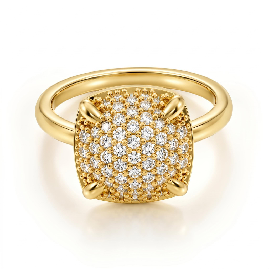 1.0 ct.tw. Cushion Shape Pave Set Statement Ring 1.0 ct.tw. Cushion Shape Pave Set Statement Ring