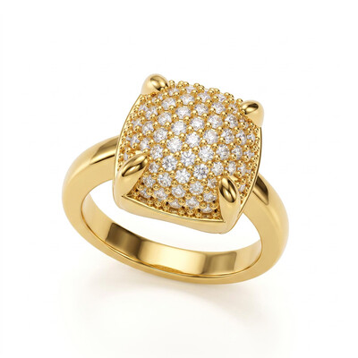 1.0 ct.tw. Cushion Shape Pave Set Statement Ring