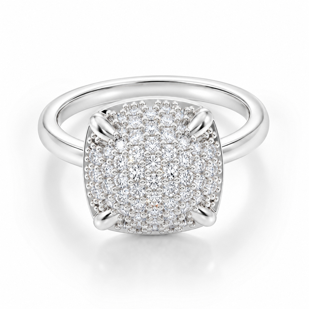 1.0 ct.tw. Cushion Shape Pave Set Statement Ring 1.0 ct.tw. Cushion Shape Pave Set Statement Ring
