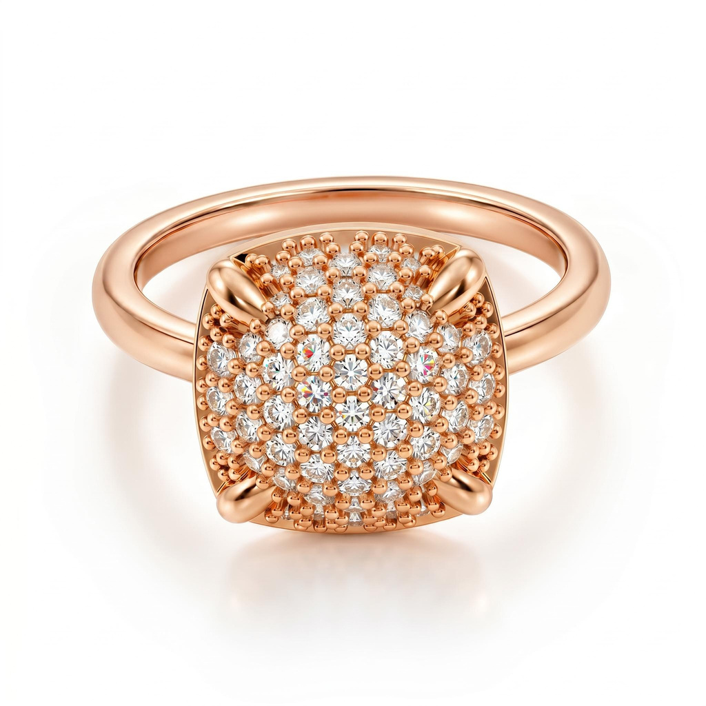 1.0 ct.tw. Cushion Shape Pave Set Statement Ring 1.0 ct.tw. Cushion Shape Pave Set Statement Ring