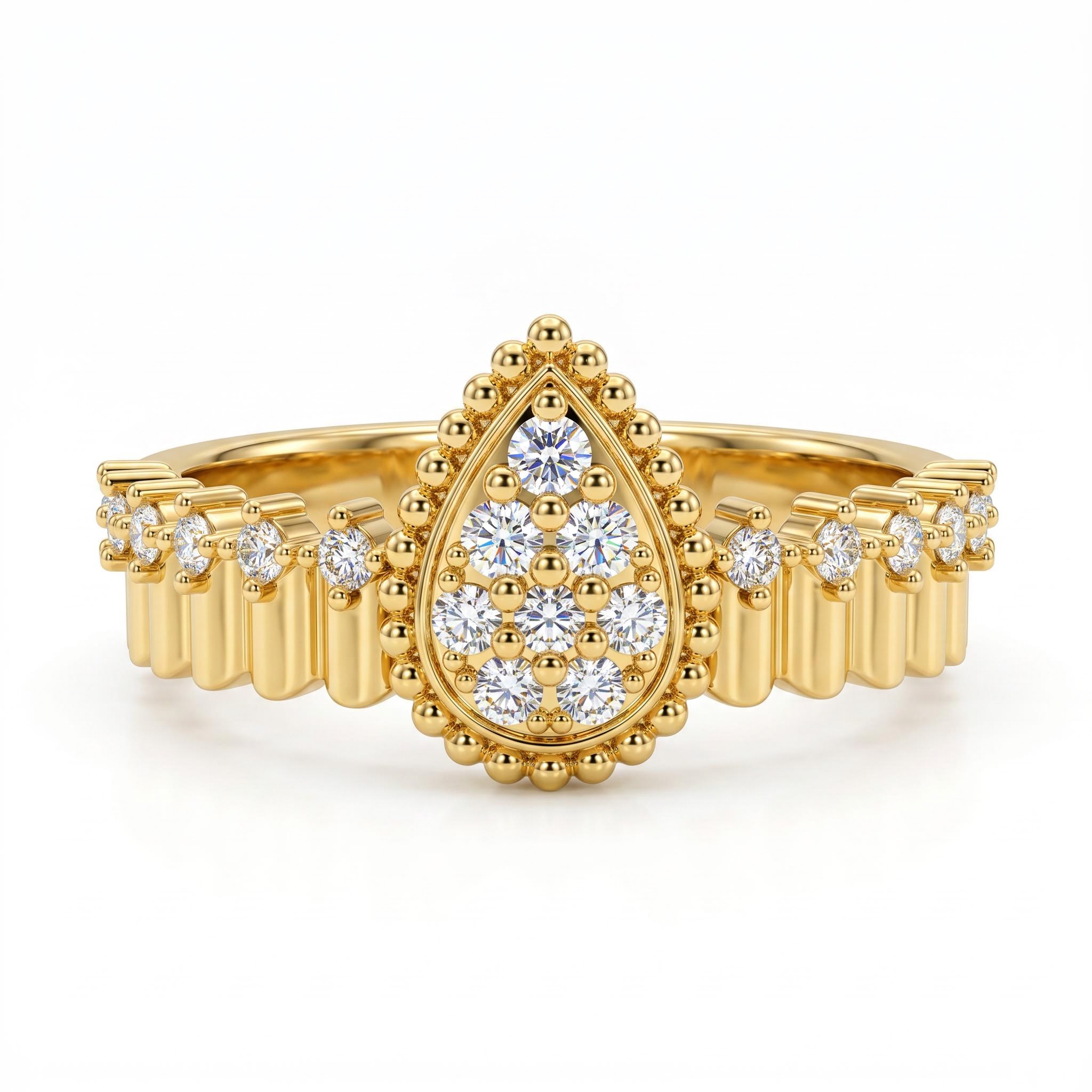 0.41 ct.tw. Pear-shaped Pavé Cluster Engagement Ring