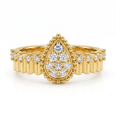 0.41 ct.tw. Pear-shaped Pavé Cluster Engagement Ring