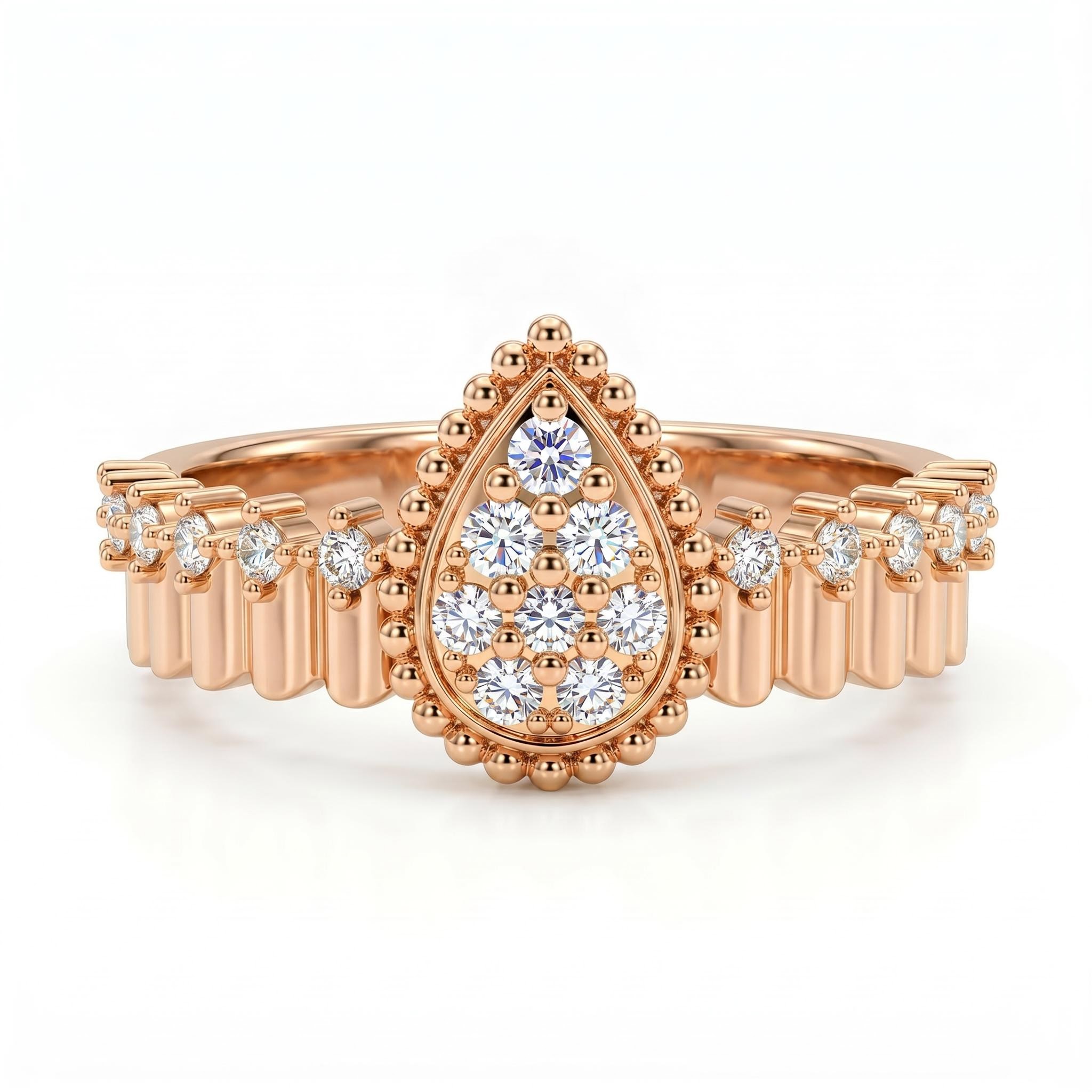 0.41 ct.tw. Pear-shaped Pavé Cluster Engagement Ring