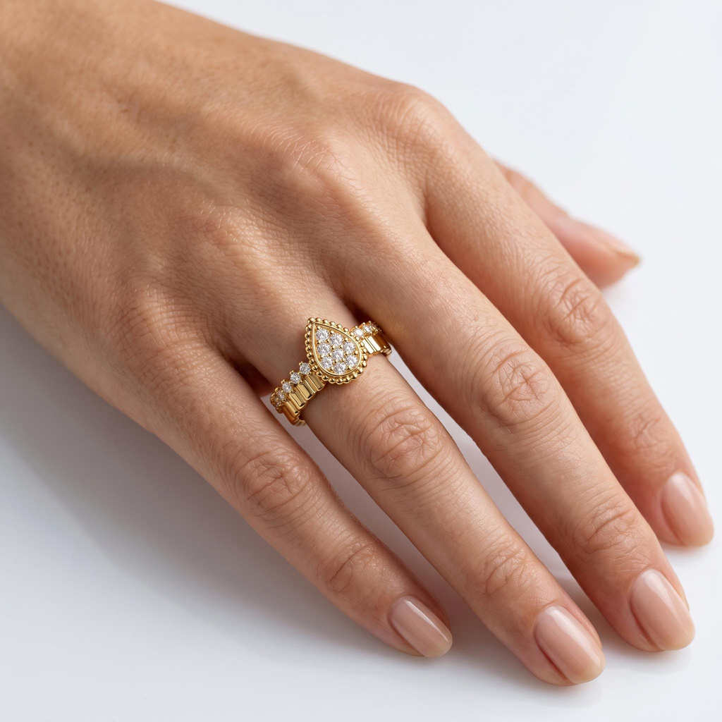 0.41 ct.tw. Pear-shaped Pavé Cluster Engagement Ring