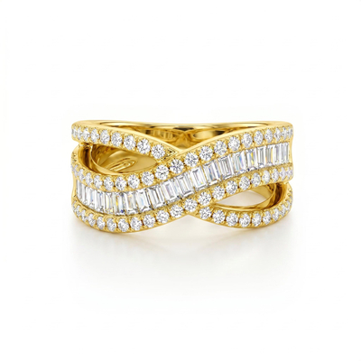1.33 ct.tw. Crisscross Paved Baguette Cut Women's Band