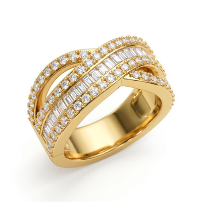 1.33 ct.tw. Crisscross Paved Baguette Cut Women's Band