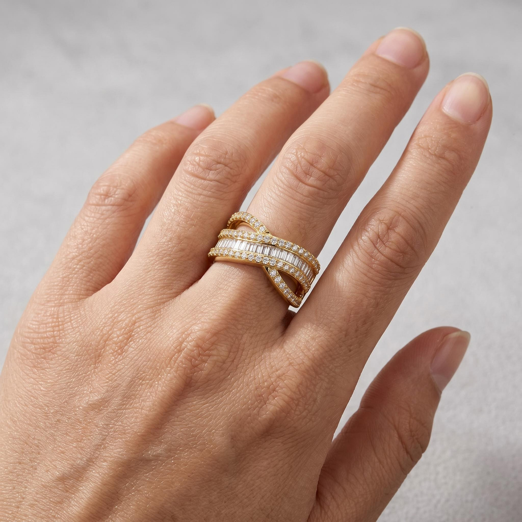 1.33 ct.tw. Crisscross Paved Baguette Cut Women's Band 1.33 ct.tw. Crisscross Paved Baguette Cut Women's Band
