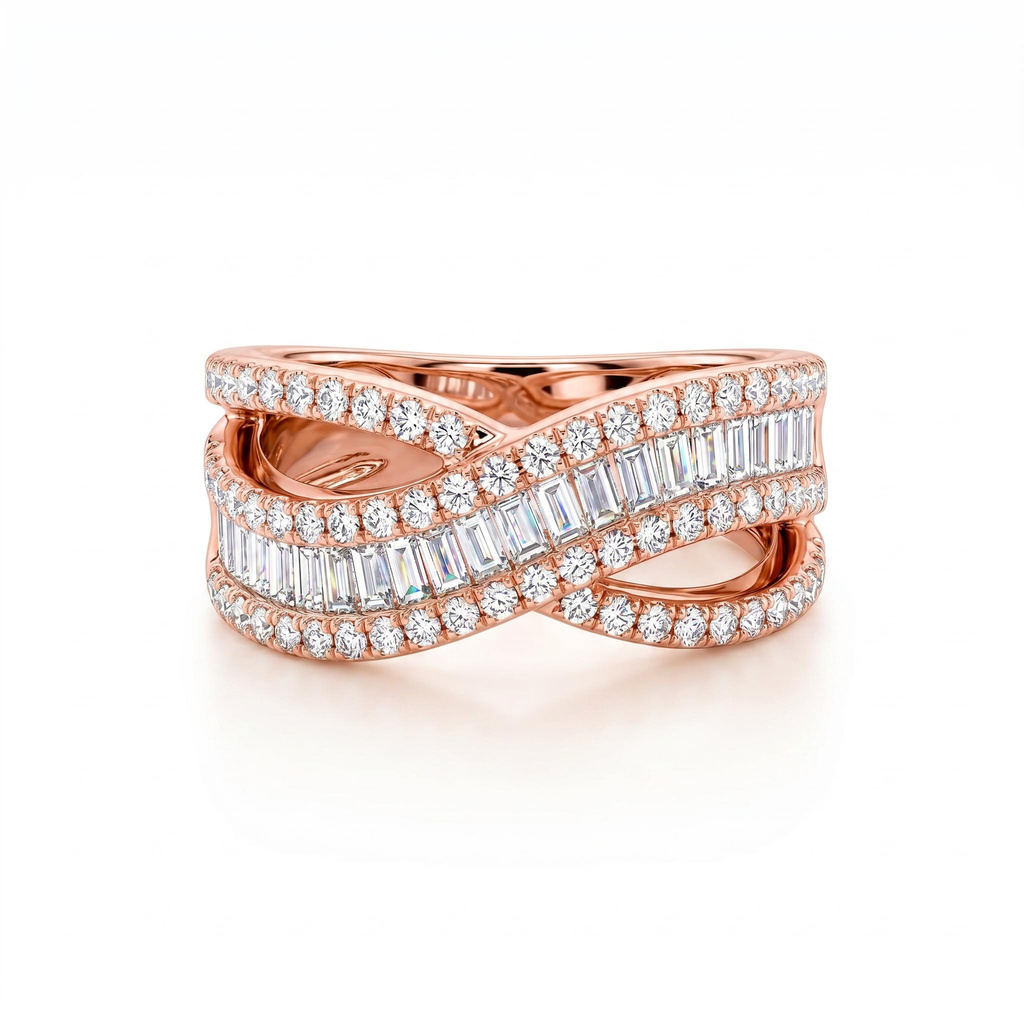 1.33 ct.tw. Crisscross Paved Baguette Cut Women's Band 1.33 ct.tw. Crisscross Paved Baguette Cut Women's Band