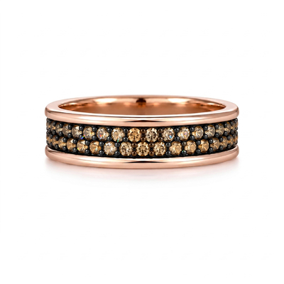 1.17 ct.tw. Black & Rose Gold Champagne Diamond Pave Wide Band Ring
