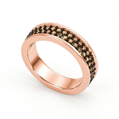 1.17 ct.tw. Black & Rose Gold Champagne Diamond Pave Wide Band Ring
