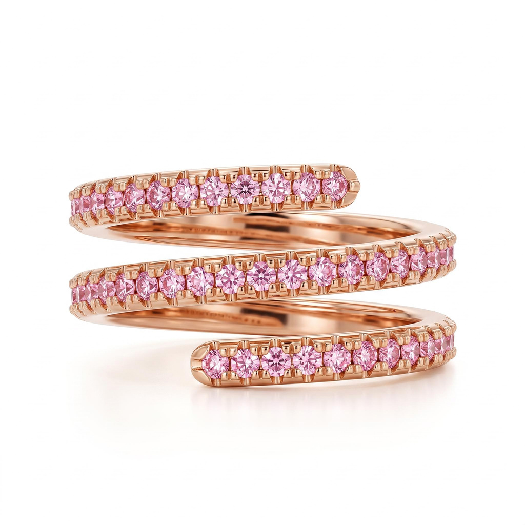 1.26 ct.tw. Pink Round Stone Triple Spiral Women's Ring