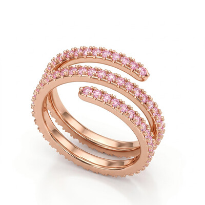 1.26 ct.tw. Pink Round Stone Triple Spiral Women's Ring